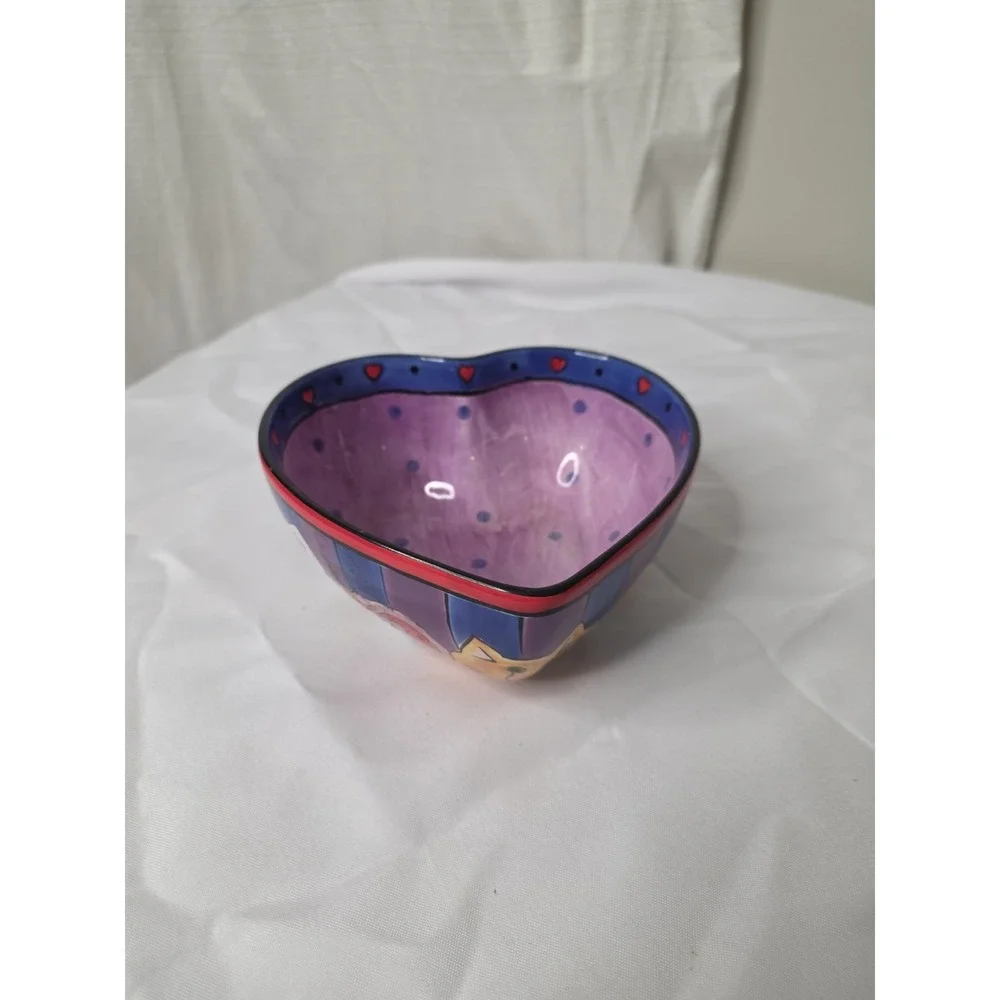 2002 Candace Reiter Designs Catzilla CATS Heart Shaped Ceramic Bowl 7